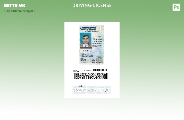 модерен стил САД Пенсилванија возачка дозвола под шаблон